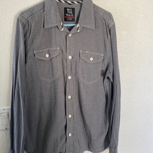 Vans button down 100% cotton grey size Large - Picture 1 of 12